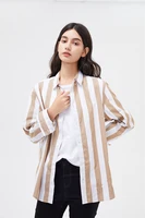 womens stripes button down shirts roll up sleeve tops v neck casual work blouses loose oversized blouses female cotton women