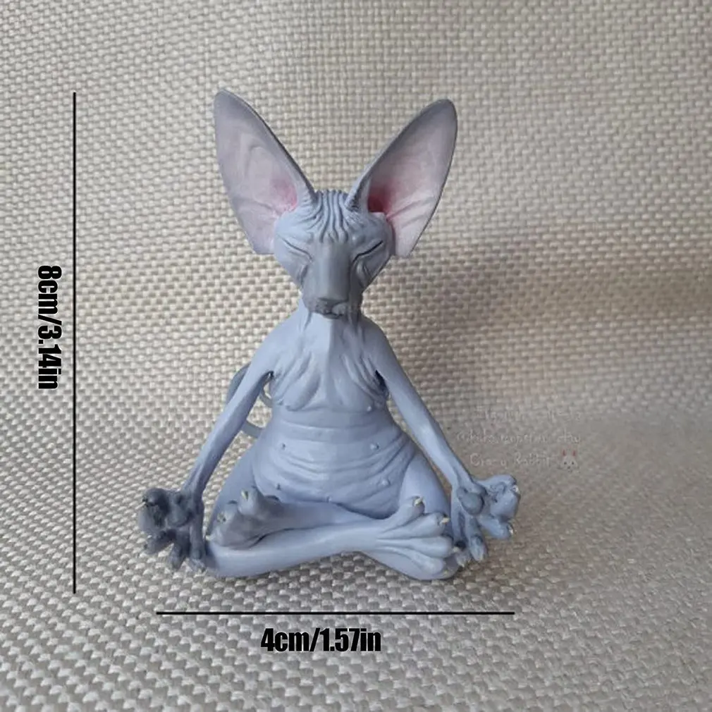 

Cat Collectible Figurines Handmade Decor Yoga Relaxed Meditation Cat Statue For Home Office Collection Craft For Living Room