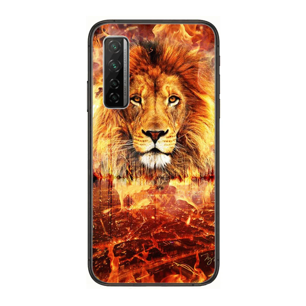 

Angry Lion Male Lion Phone Case For Huawei Nova p10 lite 7 6 5 4 3 Pro i p Smart ZBlack Etui 3D Coque Painting Hoesje