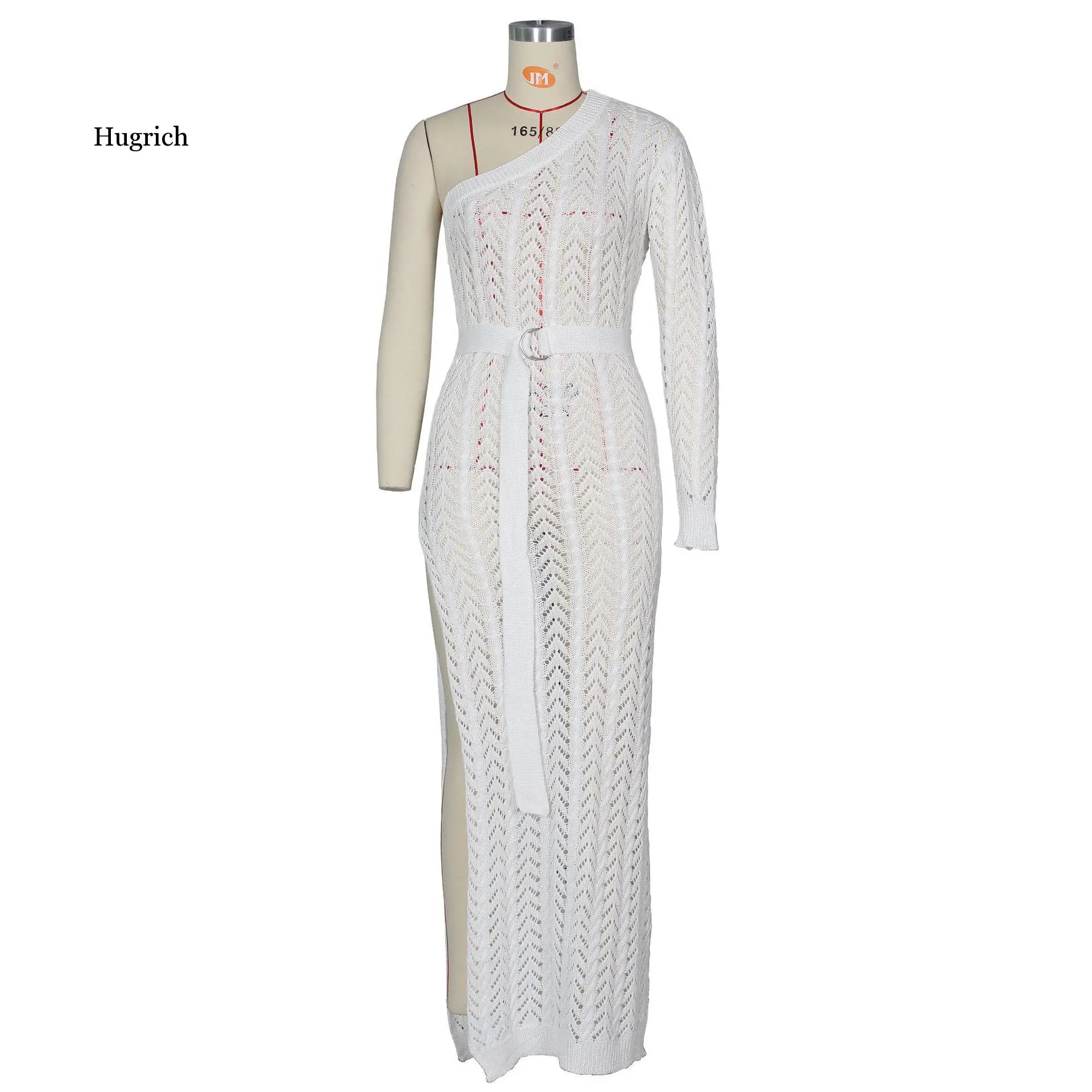 

Open Shoulder Cut Out Dress Sexy Women's High Slit Knitted for Summer Beach Dress