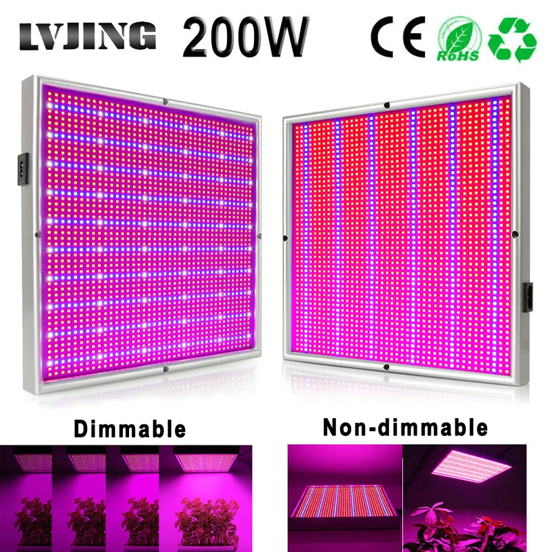 

200W LED Grow Light Full Spectrum Dimmable 2000pcs Leds Panel Plant Growth Lamp For Indoor Hydroponique Greenhouse Vegs Grow Box