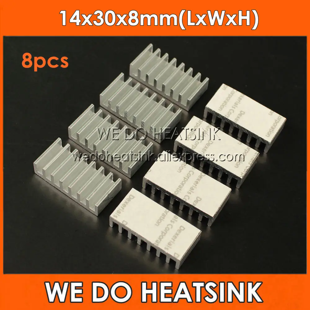 

8pcs 14x30x8mm Heatsink Aluminum Profile Cooler With Thermal Adhesive Tape