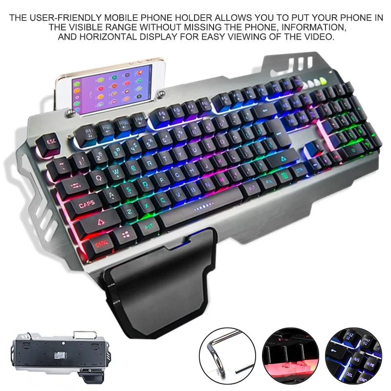 PK-900 104 клавиш USB Проводная Механическая клавиатура с подсветкой