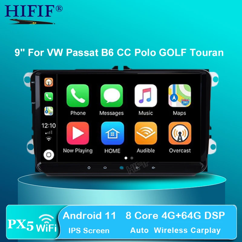 Автомобильный GPS-плеер PX6 IPS DSP Android 10 2 DIN для Seat Altea Фольксваген Толедо GOLF 5/6 Polo Passat B6