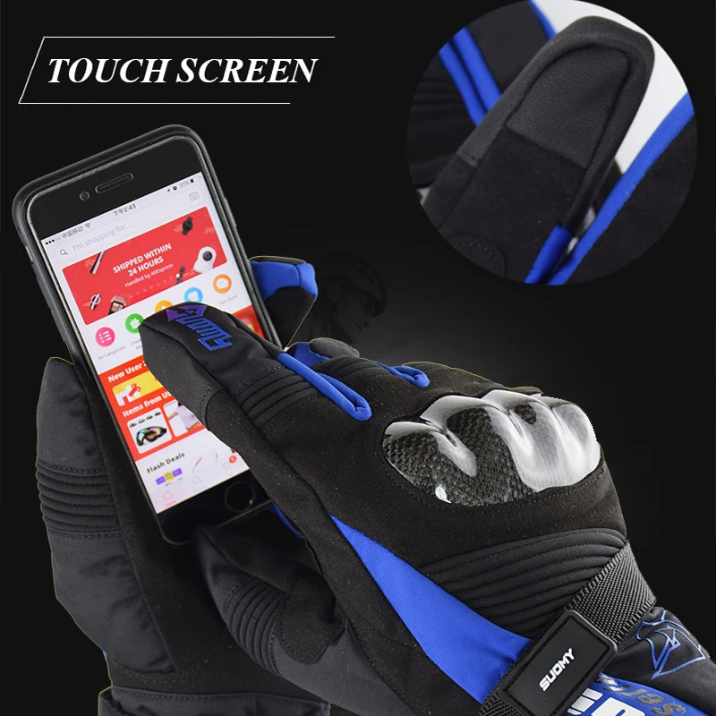 

SUOMY 100% Waterproof Keep Warm Motorcycle Gloves Winter Riding Off-road Motorcycle Rider Gloves Touch Screen Motorbike Gloves
