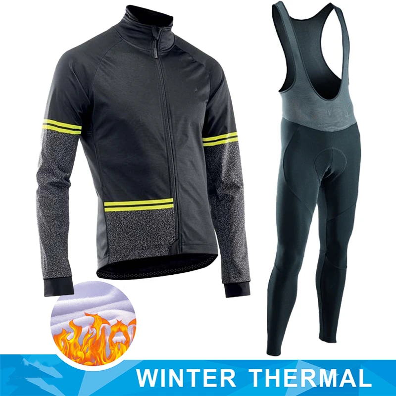 

STRAVA Men's Cycling Jersey set Winter Thermal Fleece Male Long Sleeve Bicycle Jacket Clothes MTB Mountain Bike Cycling Clothing