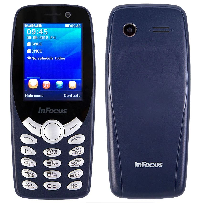 Blue InFocus IF9012 русская клавиатура мобильный телефон 2,4 дюймов gsm 1800 мАч кнопочный дешевый разблокированный двойной sim фонарик мобильный телефон - Color: Blue