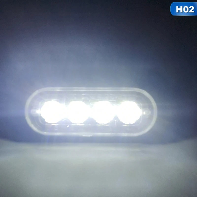 CLG0361H02 4 мигающий светодиод Предупреждение светильник Strobe решетка огни мигающий светильник бар для грузовиков автомобильный проблесковый маячок Amber цвет: желтый, белый движения светильник 12 V-24 V - Цвет: CLG0361H02