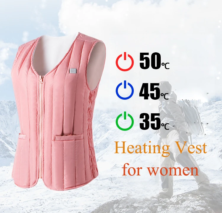 

3 Places Heated Vest Fashion Women Jacket Intelligent USB Heating Vest Black Thermal New Listing 2 Colors Running 3 Temperatures