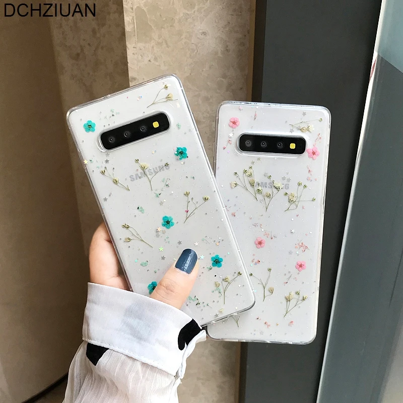 Чехол DCHZIUAN для телефона с настоящей травой и цветами Samsung Galaxy S9 Plus S10 модный