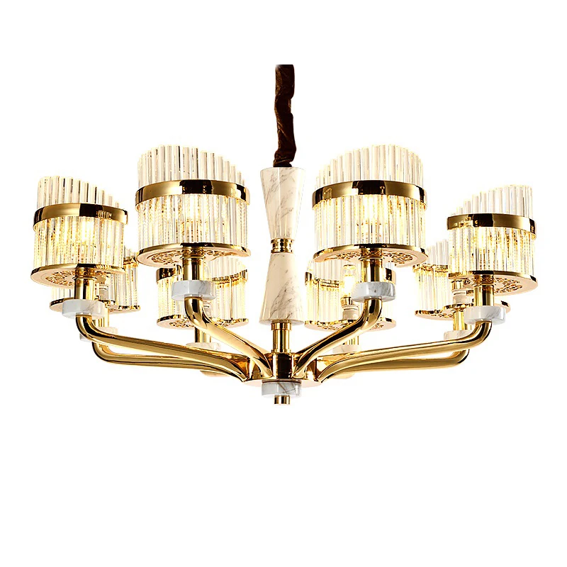 

LED Crystal Chandelier Lighting Hanging Lamp French Luxury Jade Pendant Lamp Modern Living Room Bedroom Lamp Nordic Zinc Alloy