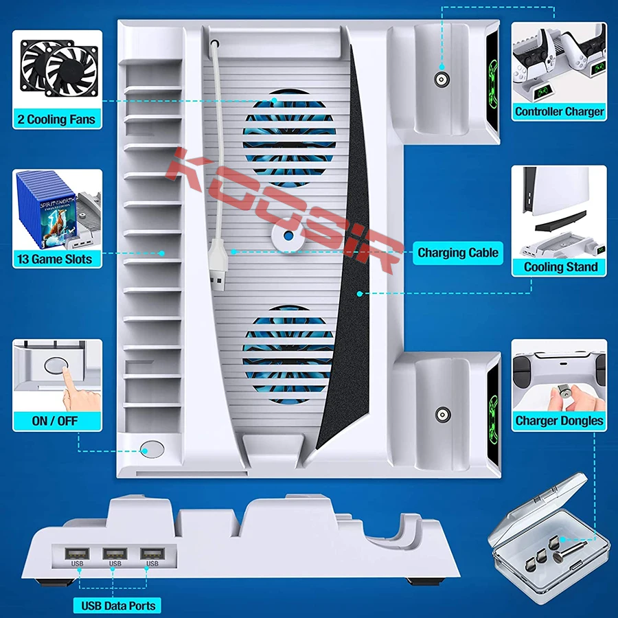 Подставка для вентилятора PS5 консоли контроллер с зарядным устройством хранения