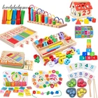 Детские Игрушки для раннего развития, коробка Монтессори, цифровые часы, математическая игрушка, цифры, подсчет, деревянные палочки, детские игрушки, подарки, Прямая поставка