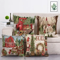 christmas pillowcase santa cotton sofa car cushions home decoration christmas pillow covers decorative linen cotton chair t263