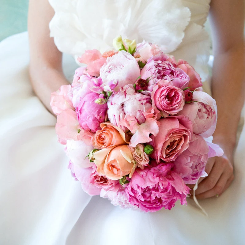 1 букет искусственных пионов в европейском стиле 6 головок 2 бутона свадебные