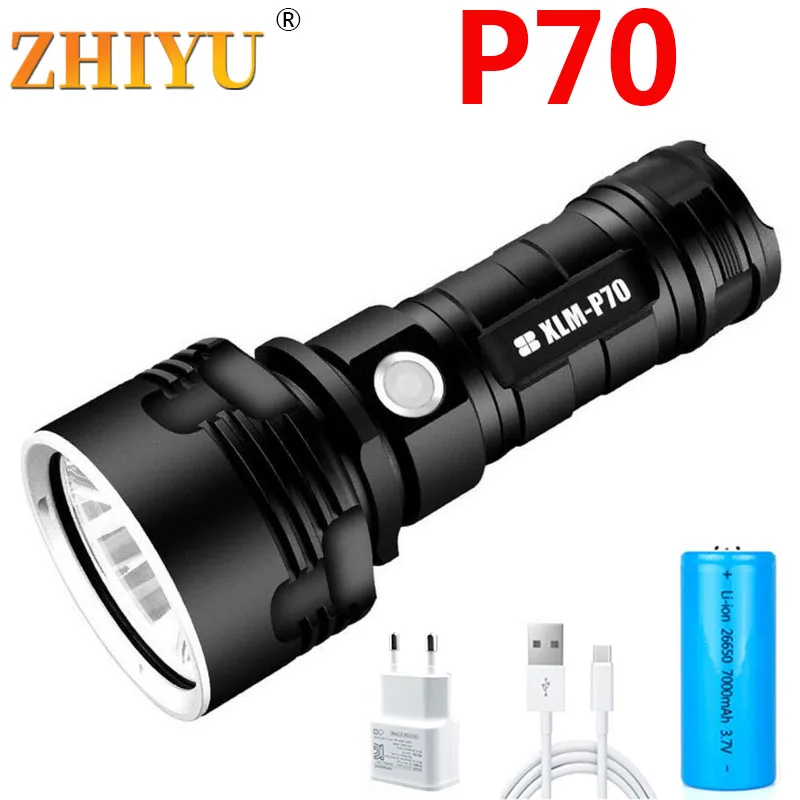 Суперъяркий фонарик XHP70 3 режима скорости USB-кабель для зарядки водонепроницаемая