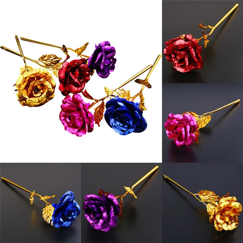 24K Золотая Роза цветок подарок ко Дню Святого Валентина праздничные вечерние на