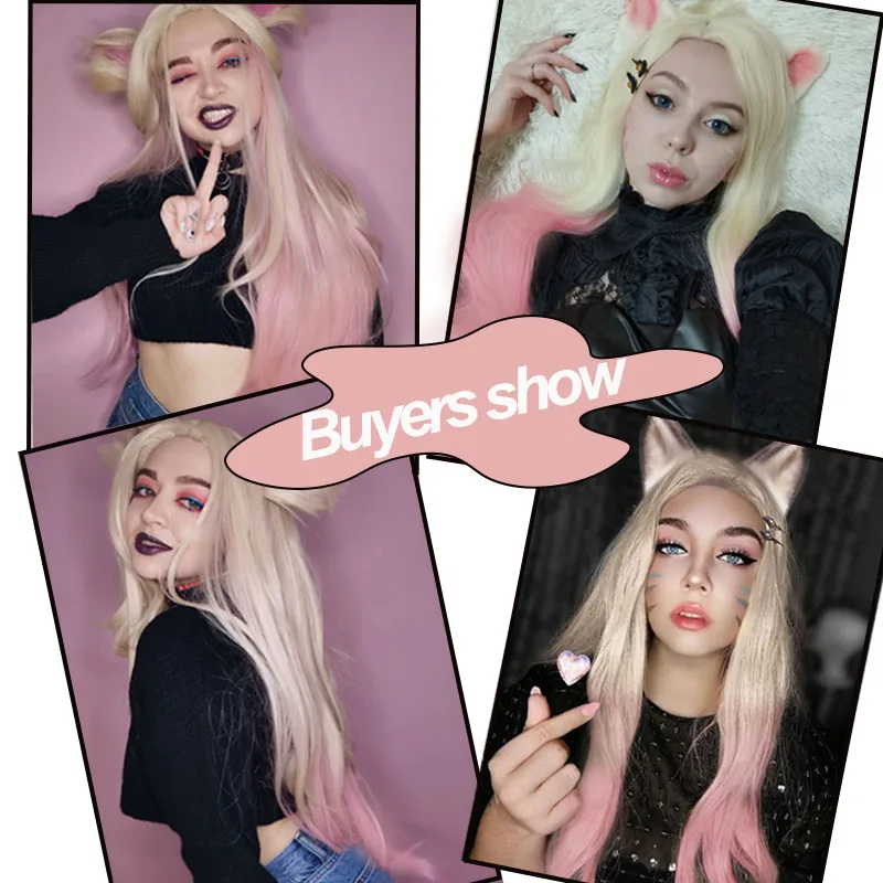 LINGHANG длинные волнистые синтетические парики Омбре золотые розовые для женщин