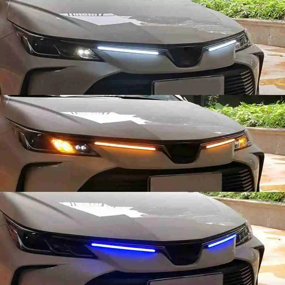 

Fashion Dual Colour Car LED Daytime Running Light DRL Strip Turn Signal Strips Silicone Waterproof Flowing Day Bulbs For Auto