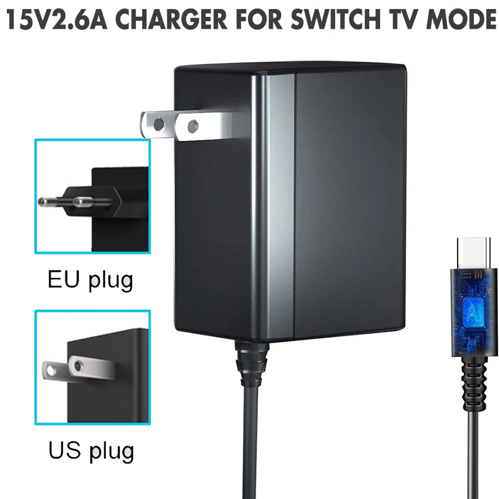 

Fast Charger EU & US Plug AC Adapter For Nintendo Switch OLED Lite Console Travel Charger 15V 2.6A Charging USB Type C Power