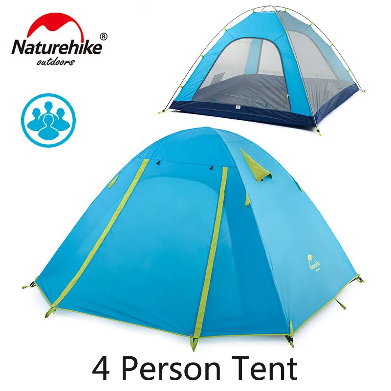 4 Persons Blue NatureHike обновленная P серия UPF 50+ 2 3 4 человека Сверхлегкий 210T полиэстер ткань двухслойный открытый тент для путешествий, кемпинга - Цвет: 4 Persons Blue