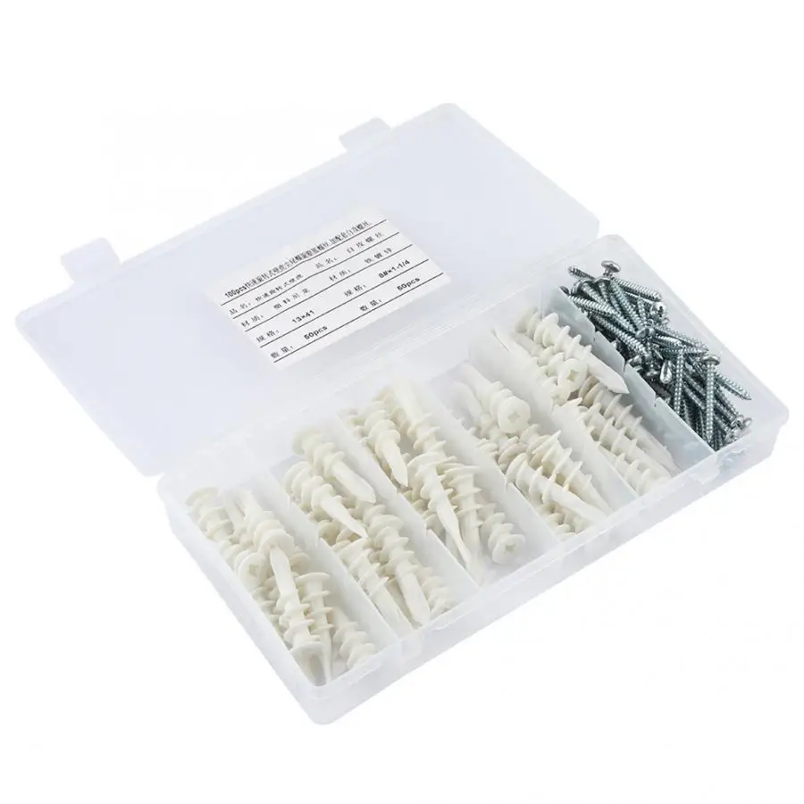 Пластиковый винт 100 шт. саморезы расширение Анальная пробка в виде якоря трубы