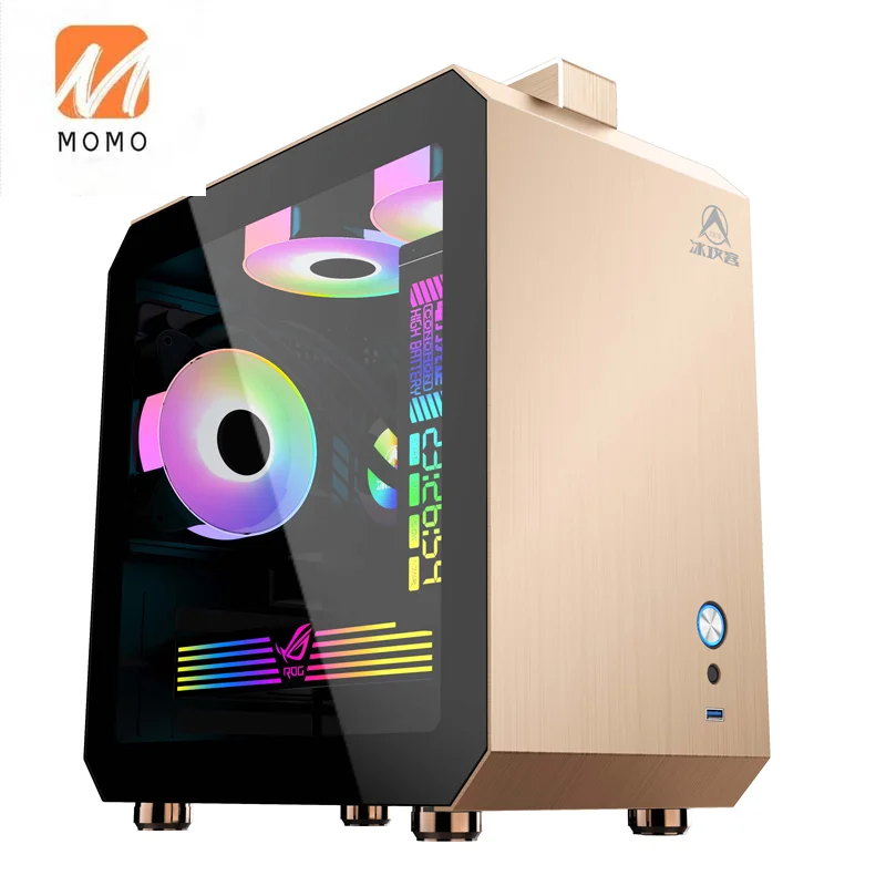 

K1 Desktop Computer Personality Hand-Carrying Portable MATX Tempered Glass Full-Side Transparent Full Aluminum Chassis