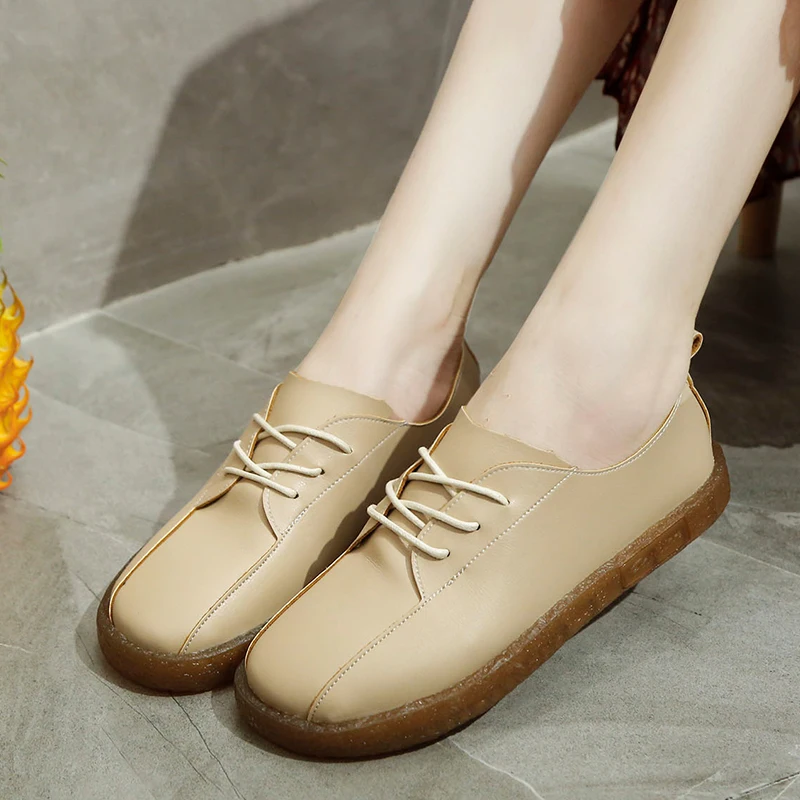 

Plus Size Casual Shoes Woman New Fashion Oxfords Women Shoes Woman Leather Lace Up Rubber Platform Ladies Shoes Sapato Feminino