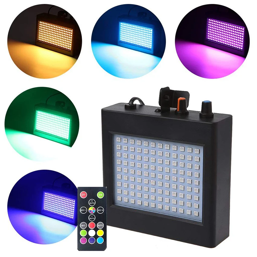 

Суперъяркий RGB Стробоскоп 25 Вт 108 SMD5050, автоматическая активация звуком вечерние Джея, дискотеки, вечеринки, сценическое освещение KTV
