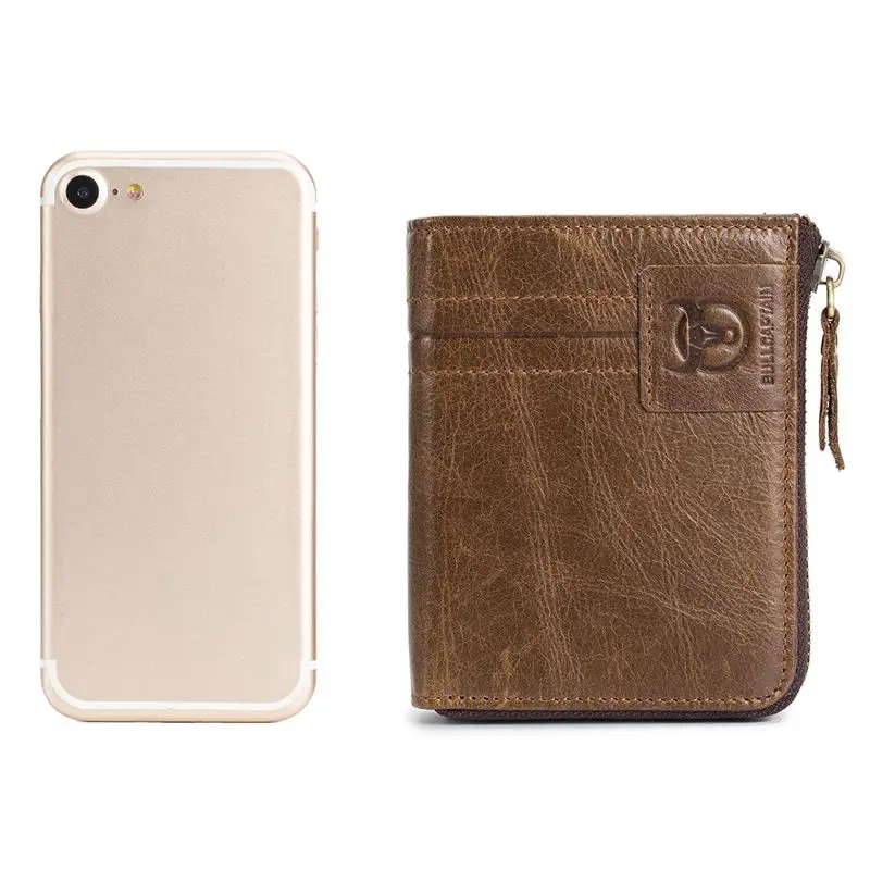 Мужской кошелек из бычьей коровьей кожи модный многофункциональный с карманом