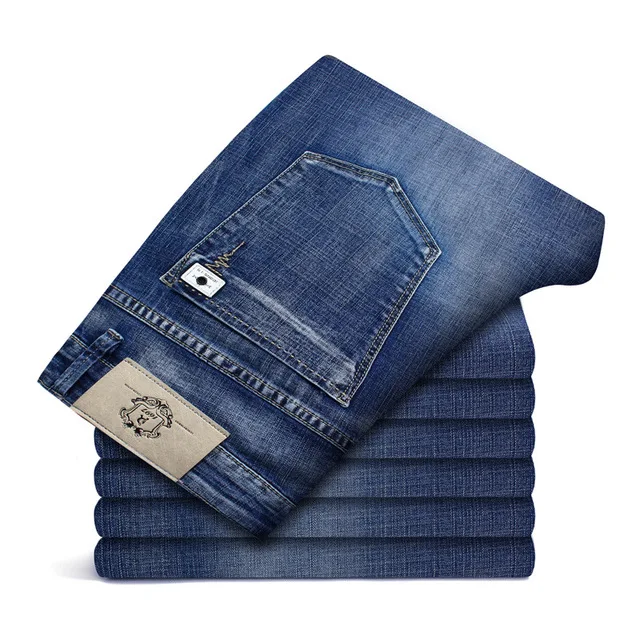 

Джинсы мужские классические стрейчевые, повседневные длинные брюки из денима, большие размеры 40 42 44 46