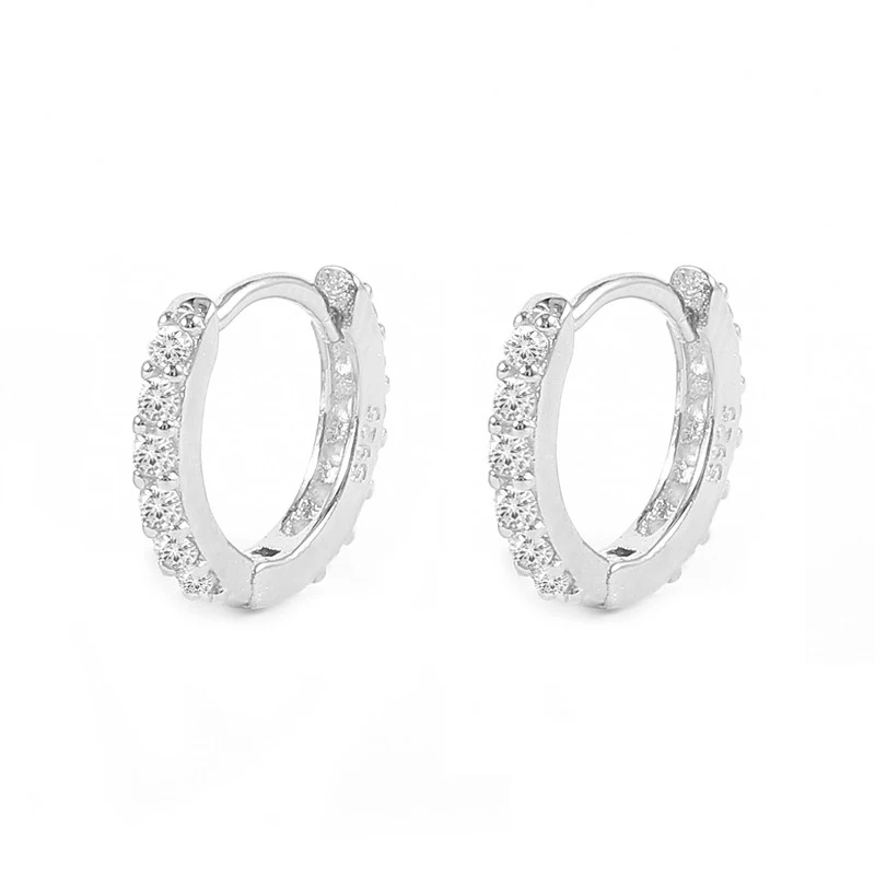 

Aide 925 Sterling Silver Small 7mm Huggies Earrings For Women Fashion Luxury Rainbow Crystal Hoops Piercing Pendiente Jewelry