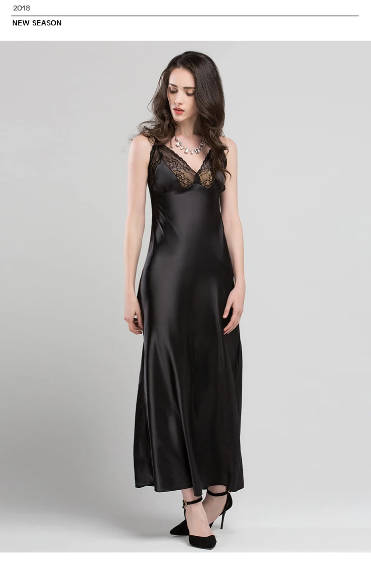 Кружевное сексуальное платье для сна на бретельках атласная шелковая одежда