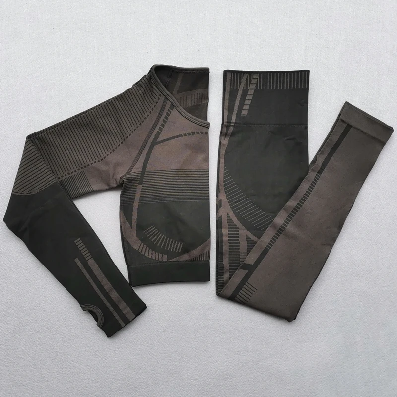 Новый женский бесшовный комплект для йоги спортивные костюмы фитнеса одежда