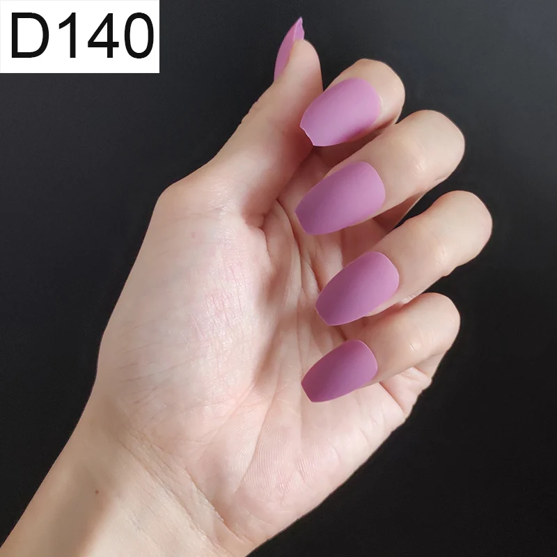 D140 Ballerina x 1P 24 шт./компл. стилет балерина гроб круглый овальной формы с полным покрытием матовая накладные ногти для ног, мягкая на ощупь, накладные ногти искусственные ногти Нейл Арта, набор - Цвет: D140 Ballerina x 1P