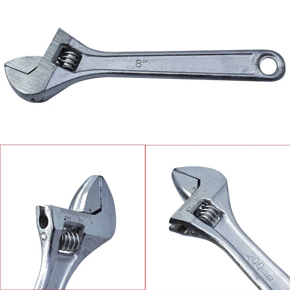 

Регулируемый хромированный гаечный ключ 8 дюймов