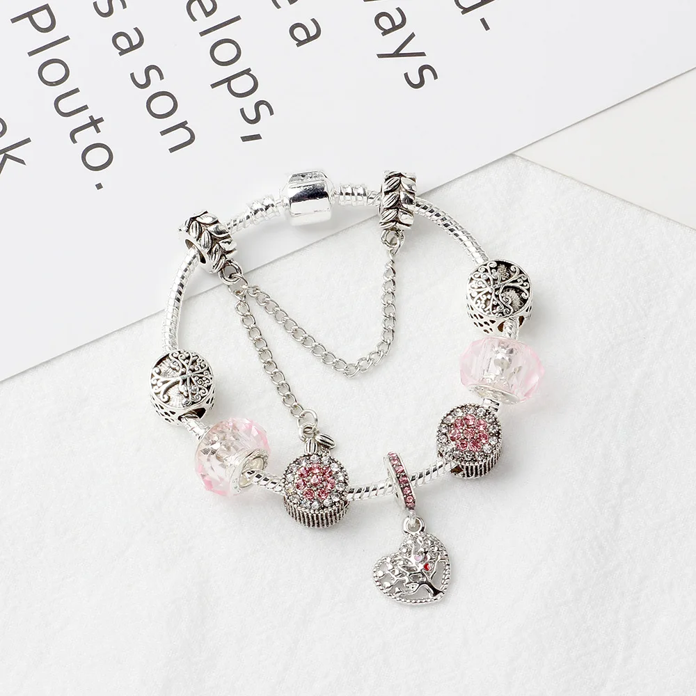 Привлекательные браслеты и из розового дерева жизни для женщин браслет с сердцем