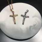 Золотое ожерелье с кулоном в виде Креста Иисуса, колье из нержавеющей стали, Мужская подвеска, ювелирные изделия, религиозное христианское ожерелье, подарок