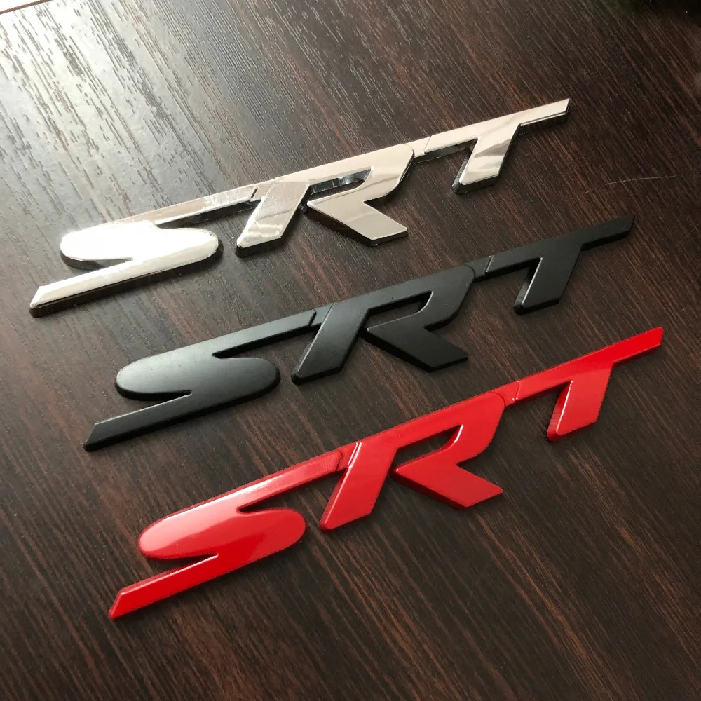 1X New Black Red Chrome SRT 3D metal car logo side emblem sticker rear Trunk badge Decals styling | Автомобили и мотоциклы