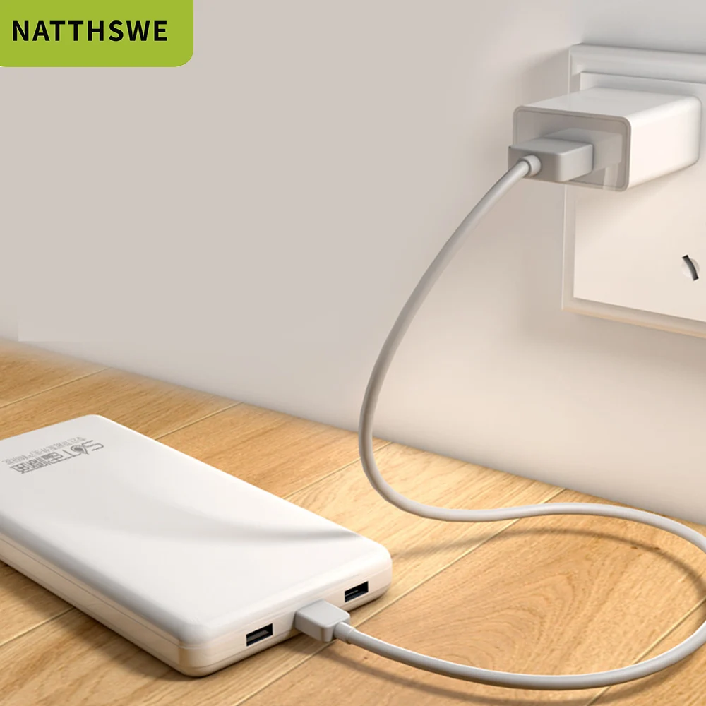 NATTHSWE внешний аккумулятор 20000 мА/ч портативная зарядка повербанк двойной USB тонкий
