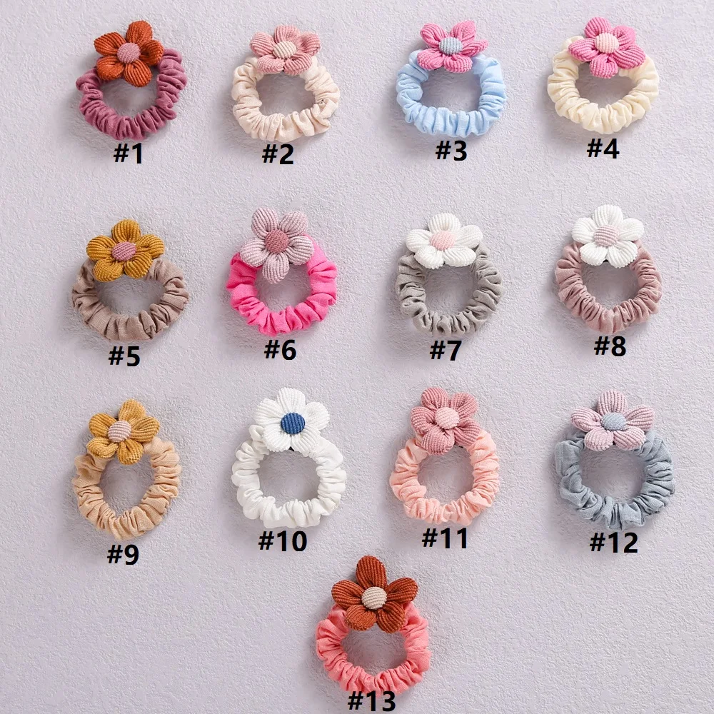 100Pcs/Lot Girls Sets Cotton Baby Headband Ponytail Holder Elastic Hair Bands Handmade Floral Scrunchie Kids Hair Accessories