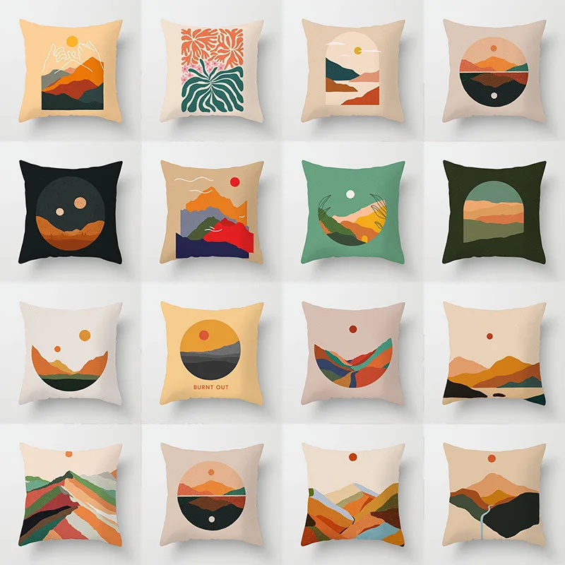 

New Nordic Abstract Mountains Moon Sun Gemetric Pillows Case Hot Modern Morandi Colors Sofa Couch Cushions Case Decor Home