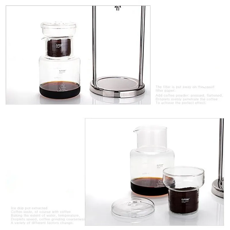 

600ml 1000ml Water Drip Coffee Maker Reusable Glass Filter Tools Espresso Coffee Dripper Pot Ice Cold Brew Coffee Machine