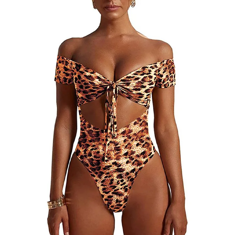 2020 сексуальный цельный купальник женский с вырезами боди леопардовым принтом