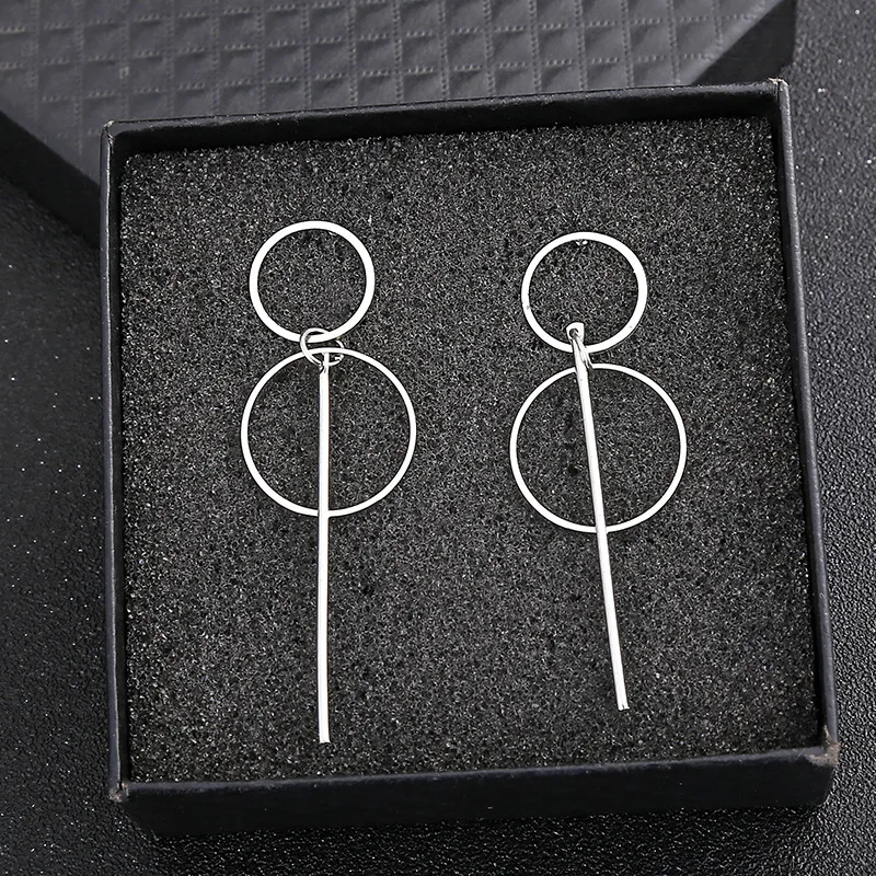 Модные круглые Висячие серьги для женщин геометрические сердца Золотые Серьги