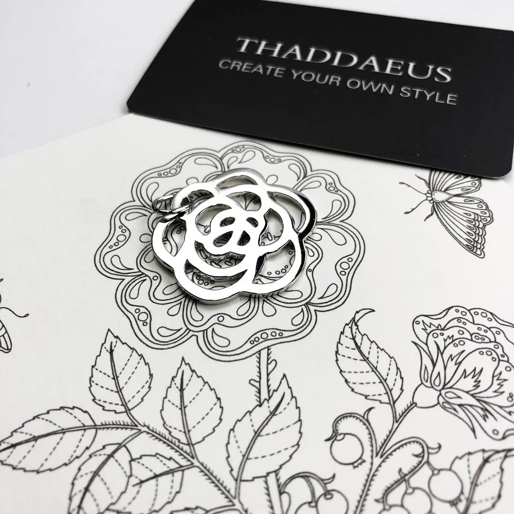 

Pendant Rose Flower Ornament,2019 Brand New Fashion Glam Jewelry Europe Bijoux Accessories 925 Sterling Silver Gift For Woman