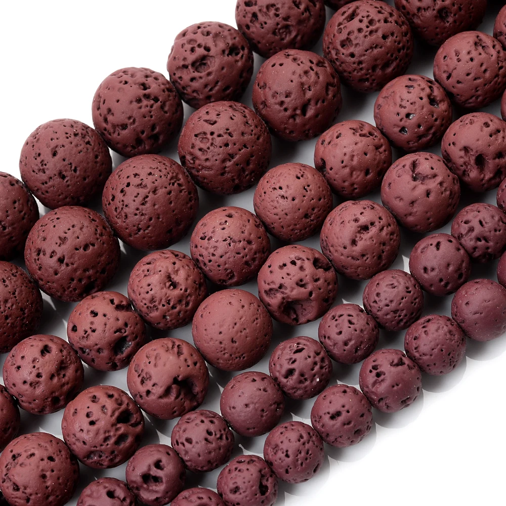 Бусины из натурального камня кофейного цвета Лавовая круглая бусина-разделитель