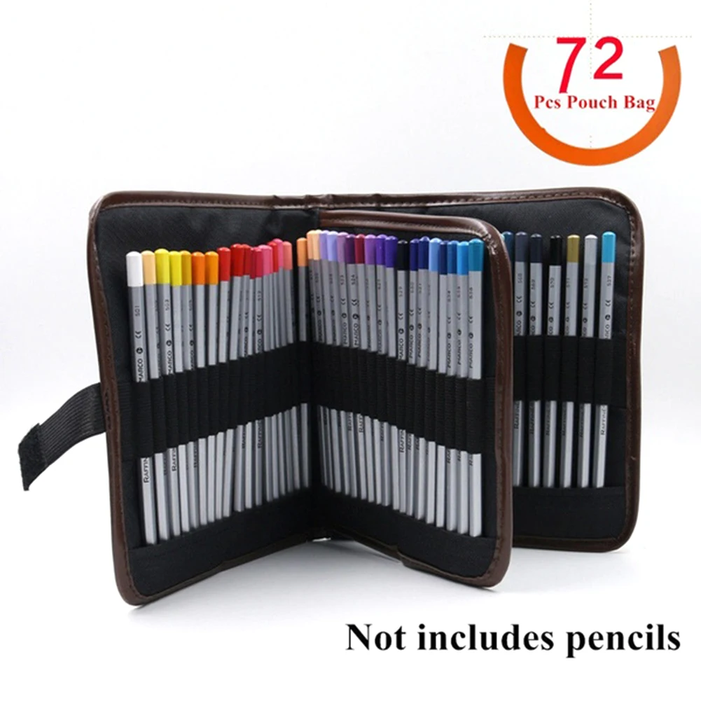 72Holes Canvas Wrap Roll Up Pencil Bag Pen Case Holder Storage Pouch Cloth Foldable Cosmetic Makeup Brush Box School Stationery
