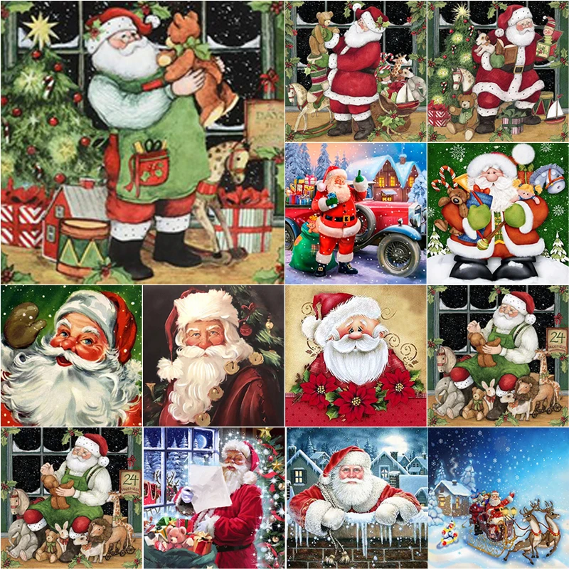 

New 5D DIY Diamond Painting Santa Claus Diamond Embroidery Christmas Cross Stitch Full Square Round Drill Home Decor Manual Gift