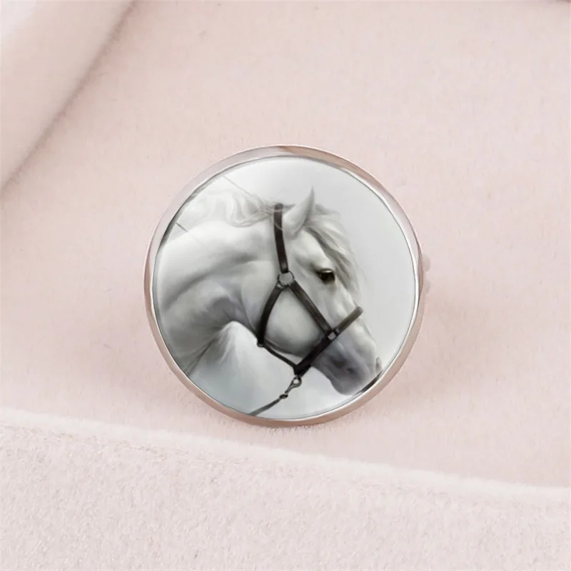 FIMAODZ стеклянное кольцо с изображением лошади принтом в виде головы Изысканные